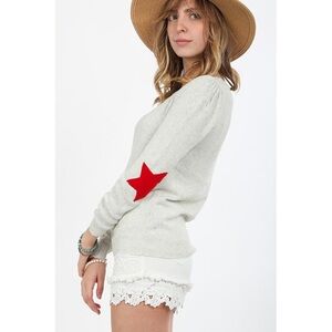 Star Shaped Elbow Puff Sleeve Sweater